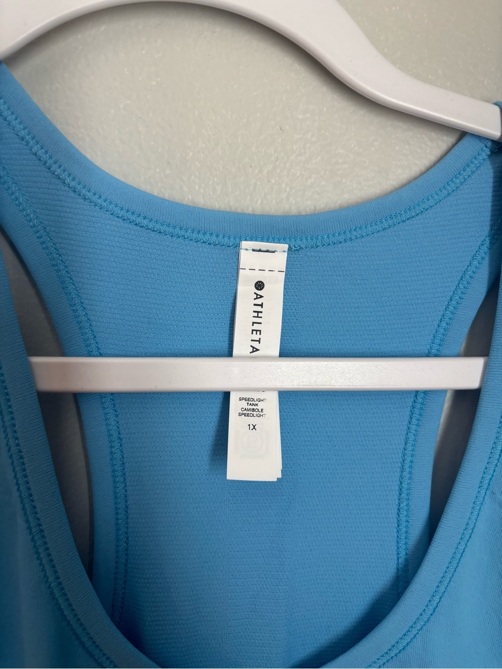 Athleta Fastest Track Racerback Tank Top Blue Size 1X Athleisure Ruched - Picture 3 of 6